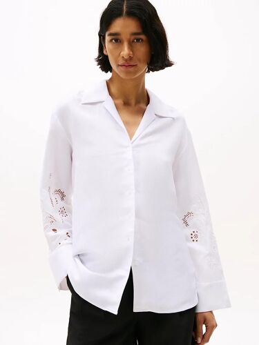 Chemise Ample À Broderie Anglaise Broderie Anglaise Linen Shirt/Optic White - 36