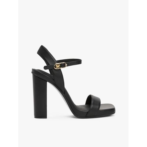 Chaussures Talon Haut En Cuir Boucle High Heel Leather Sandal/black