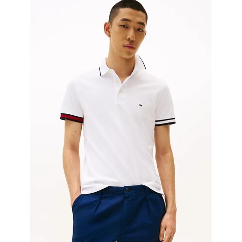 Polo Ajusté À Liseré Emblématique Flag Cuff Slim Fit Polo/White - M