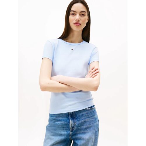 T-Shirt Ajusté Côtelé À Col Rond Tjw Slim Essential Rib Ss Ext/Sweet Blue - S