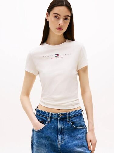 T-Shirt Ajusté À Logo Linéaire Tjw Slim Tj Us Linear Ss Tee/Off White - Xs