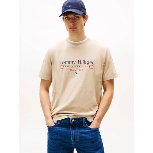 T-Shirt À Col Ras-Du-Cou Et Logo Hilfiger Center Stack Tee/Sandalwood - Xxxl