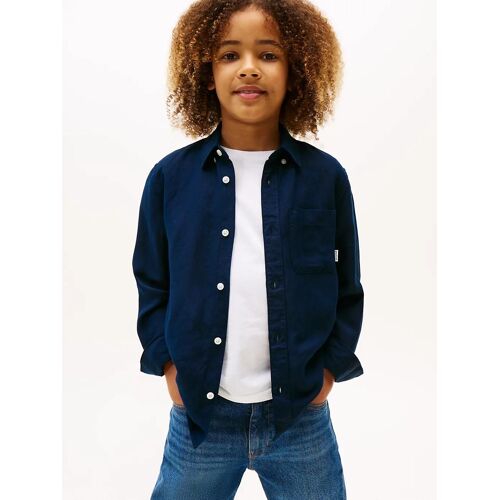 Chemise Coupe Standard En Lin Mélangé Linen Blend Relaxed Shirt Ls/Dark Blue - 110 Cm