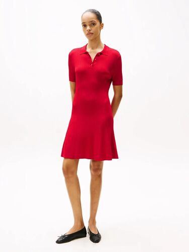 Robe Polo Courte Côtelée Rib Button F&f Polo Swt Dress/Red - Xs