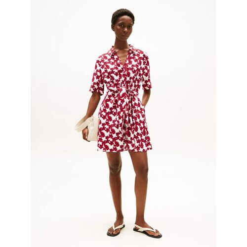 Robe Chemise Courte Texturée À Noeud Textured S/S Knot Dress/Hibiscus Lines Med Red - 44