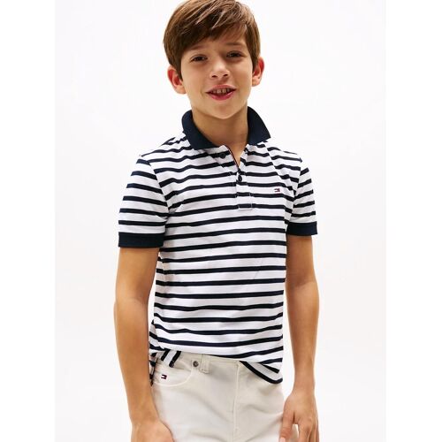 Polo Coupe Standard À Drapeau Brodé Flag Polo Ss/Dark Night Navy Stripe - 128 Cm