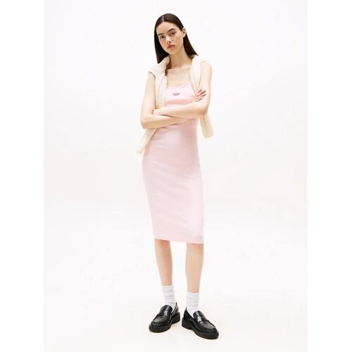 Robe Longueur Midi Moulante Côtelée Tjw Script Strap Midi Dress Ext/Precious Pink - 2xl