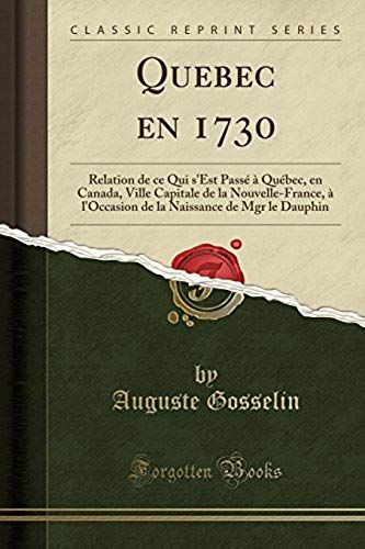 Gosselin, A: Quebec En 1730