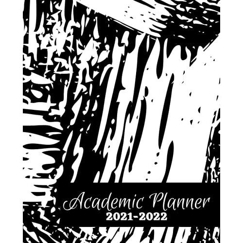 Complete Student Planner - Yearly, Monthly, And Weekly Spread: Coloring Book Planner - August To July - Black And White Bush Stroke Design