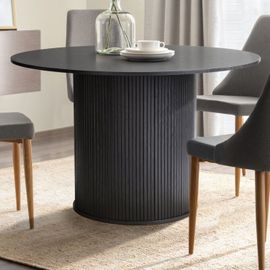 Table À Manger Ronde 110 Cm 4 Personnes Callix Uk0787 Mdf Lattes Noires (Lorikeet Living)