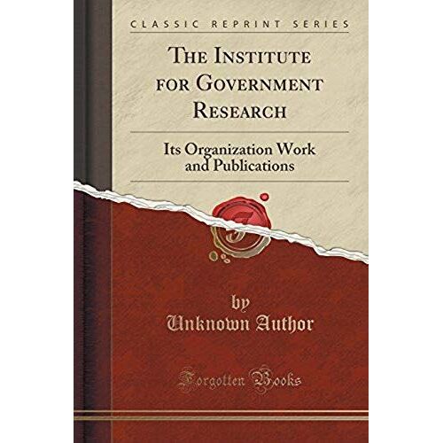 Author, U: Institute For Government Research