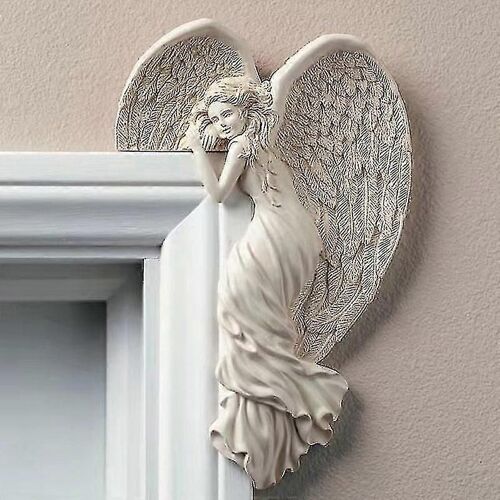 Cadre de porte Ange Mur Ornement Sculpture Résine Artisanat Jardin Maison Art Décor Fée Secrète