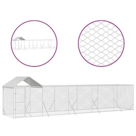 Vidaxl Chenil D'extérieur Pour Chiens Avec Toit Argenté 10x2x2,5 M