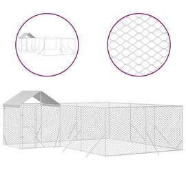 Vidaxl Chenil D'extérieur Pour Chiens Avec Toit Argenté 6x6x2,5 M