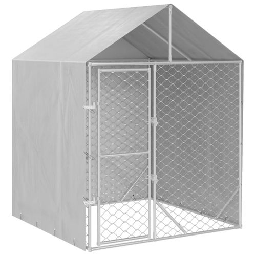 Vidaxl Chenil D'extérieur Pour Chiens Avec Toit Argenté 2x2x2,5 M
