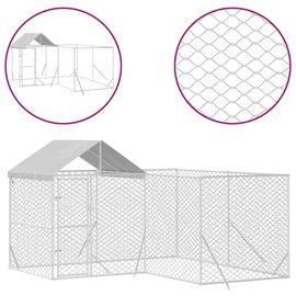 Vidaxl Chenil D'extérieur Pour Chiens Avec Toit Argenté 4x4x2,5 M