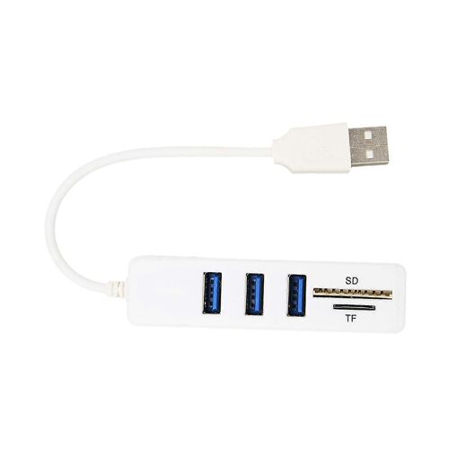 USB2.0 Hub Carte mémoire Lecteur de carte mémoire Transmission haute vitesse Plug and Play Répartiteur USB facile d'accèsBlanc