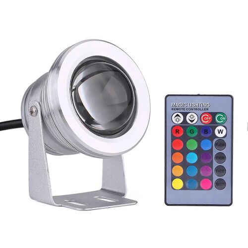 Marine Bateau Yacht 10w 12v Rgb Led Spot Light Lampe Imperméable Avec Télécommande Blanc Argenté