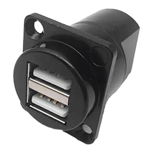 Connecteur de montage sur panneau USB femelle à femelle double port Transmission de données stable Prise USB de type D pour panneau d'armoire 86 coque noire