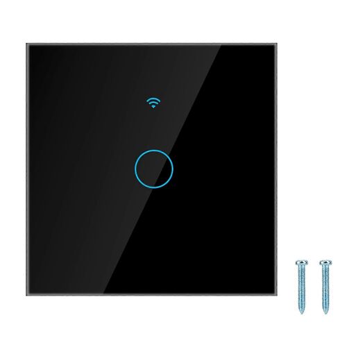 Commutateur d¿écran tactile WiFi cercle unique pour Alexa Google 1 ? Way AC 100 ?240V (prise UE noire)