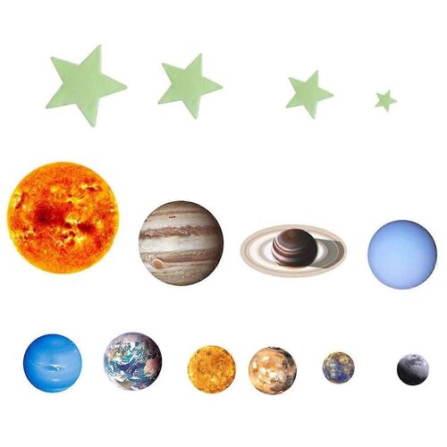 Système solaire autocollants muraux lumineux système solaire fluorescent étoiles plafond décalcomanies maison z35127