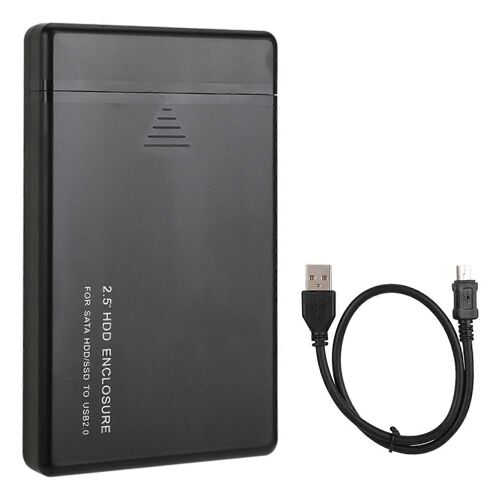 W25a820 2.5 pouces USB2.0 SATA Boîtier de boîte de disque dur mobile Boîtier de disque dur externe (Noir)