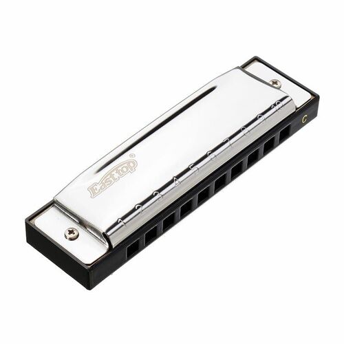 Key 10 Trous Harmonica Blues Harp Plaque De Couverture En Acier Inoxydable Avec Boite En Plastique,C Key