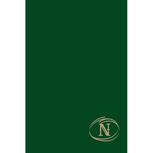 "N" - Initial Notebook, Journal Or Composition Book: Green Cover With Tan Lettering - 108 Lined Pages: A Great Gift For Men, Women, Boys Or Girls. Simple Design.