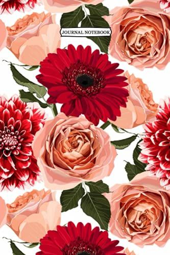 Journal Notebook: Red Gerbera Roses Ruled Lined Journal, Gratitude Journal For Women: Notebook|Journal| Diary/ Lined - Size 6x9 Inches 120 Pages