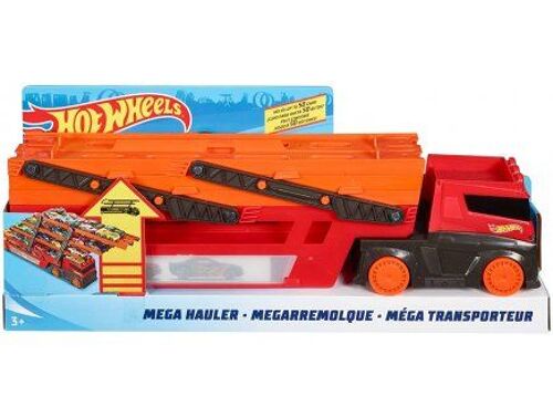 Coffret hot wheels : Mega Camion : 45 cm avec 6 panneaux de stationnement - Set Véhicules Transporteur + Carte tigre
