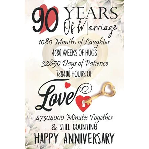 90 Years Of Marriage: Funny 90th Couple Wedding Anniversary Gift For Both, Her And Him, Lined Notebook, 100 Pages, 6 In X 9 In (15.2 X 22.9 Cm)