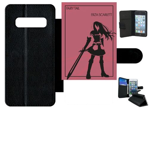 Etui À Rabat Galaxy S10 - Fairy Tail Erza Scarlett - Simili-Cuir - Noir