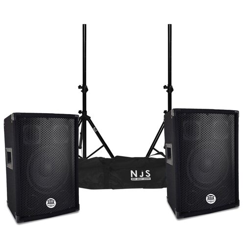Paire d'enceintes Sono DJ BM SONIC BMS-08, Bass Reflex Trapézoïdal à 3 voies 8"/20cm - 2 x 300W - supports pieds et sacoche