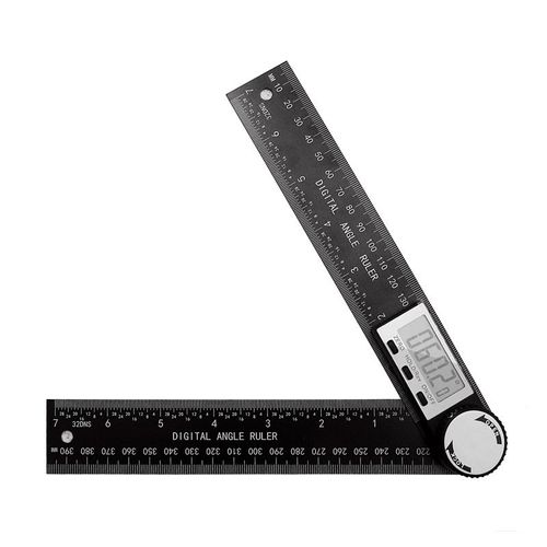 Pied à coulisse en plastique à affichage numérique,règle d'angle multifonction,affichage grand écran,rapporteur,2 en 1,1 pièce - Type Black #B