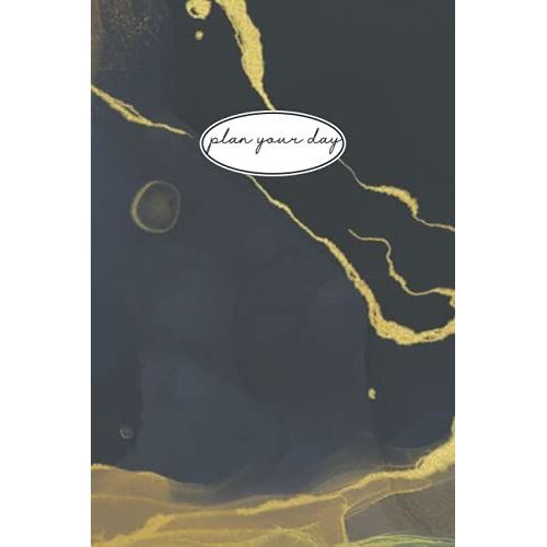 "Plan Your Day" Daily Planner: 6x9", 365 Pages, Marble & Gold Matte Finish Cover,