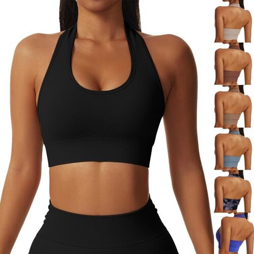 Jexnovashop-Soutien-Gorge De Sport Dos Nu Brassiere Femme Sans Armature Soutien Gorge Push Up Rembourré Confort Sans Couture Sexy Sports Bra Pour Yoga Course Pilates