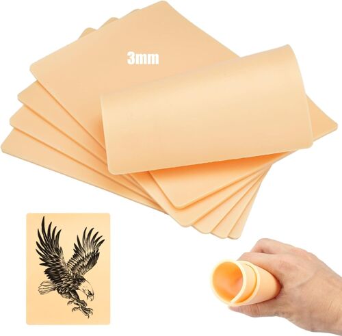5 Pièces Fausse Peau Tatouage Silicone,20cm X 15cm Double Face Peau Synthétique Tatouage,Convient Aux Tatouage Et À L'utilisation Par Débutants Et Artistes Tatoueurs Expérimentés Artificial Skin 