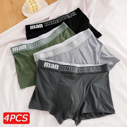 4 Pièces/Sous-Vêtements Pour Hommes Coton Entrejambe Intérieur Antibactérien Confortable Respirant Taille Moyenne Sous-Vêtements Hommes Boxer Shorts.4pcs.4xl