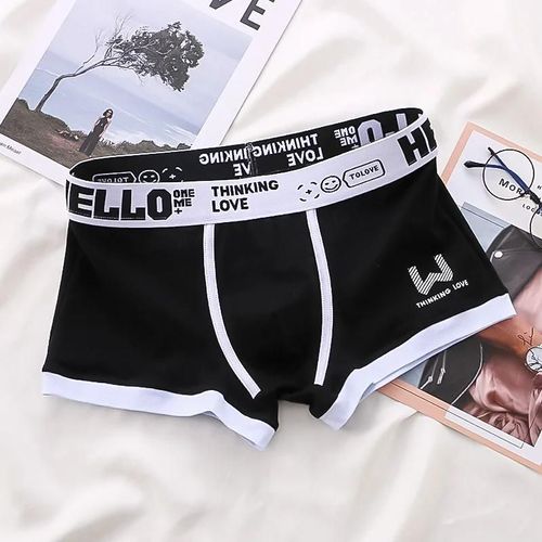 1 Pièces Hommes Coton Boxer Shorts Culottes Sous-Vêtements 3 Couleurs L Xl 2xl 3xl Doux Lettre Ceinture Respirant Doux Mode Sport.Black.L