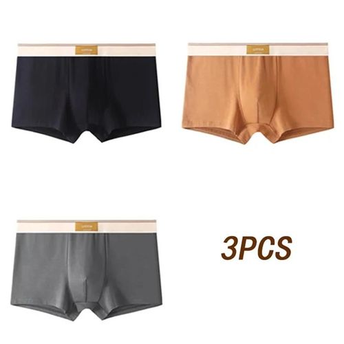 3 Pièces Hommes Sous-Vêtements Coton Boxershorts Hombre Culottes Homme Respirant Caleçon Sexy Sport Confort Mâle Boxeurs Taille L-4xl.Black Brown Grey.2xl 60-70kg