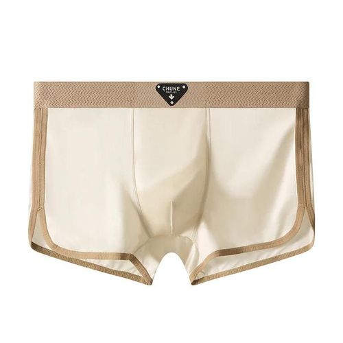 3 Pièces/Paquet De Luxe Satin-Like Glace Soie Hommes Culottes Hygroscopique Respirant Double Couche Soie Entrejambe Boxer Haute Élastique Caleçon.1pc White.L