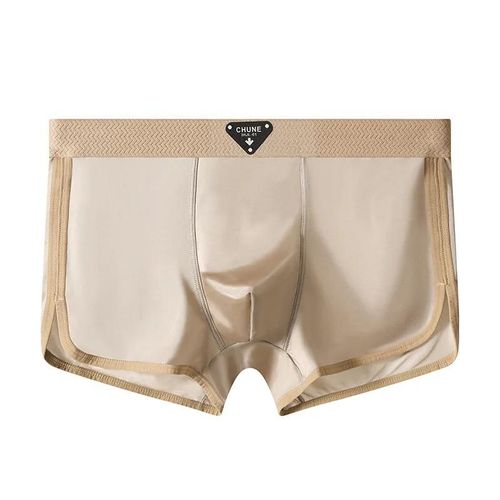 3 Pièces/Paquet De Luxe Satin-Like Glace Soie Hommes Culottes Hygroscopique Respirant Double Couche Soie Entrejambe Boxer Haute Élastique Caleçon.1pc Gray.L