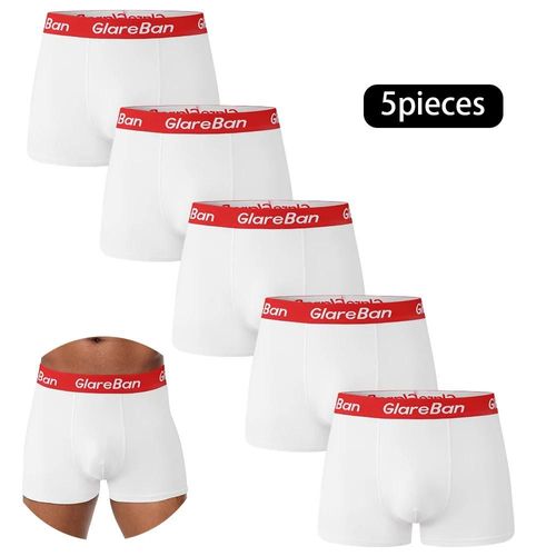 5pc Pack Blanc Coton Boxer Shorts Hommes Sous-Vêtements Marque De Haute Qualité Doux Mâle Caleçons Pour Hommes Slips Boxershorts Sport Glisse.5pc-W18-White.1xl