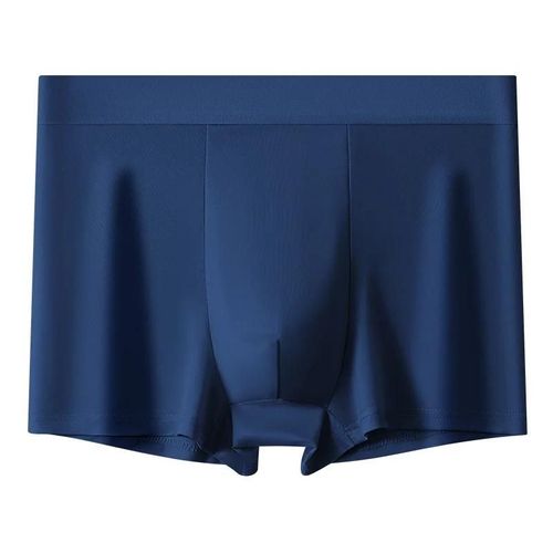 1 Pièces Ultra-Mince Glace Soie Hommes Boxershorts Sous-Vêtements Pour Hommes Respirant Cool Grande Taille Hommes Culottes Mâle Sans Couture Coin Plat Court.Blue.1xl