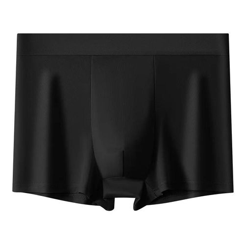 1 Pièces Ultra-Mince Glace Soie Hommes Boxershorts Sous-Vêtements Pour Hommes Respirant Cool Grande Taille Hommes Culottes Mâle Sans Couture Coin Plat Court.Black.1xl
