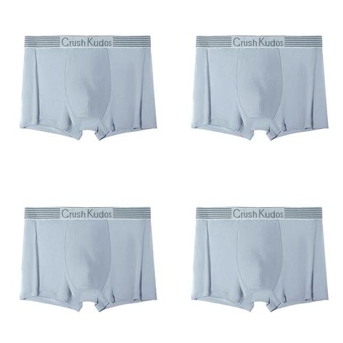 4 Pièces Boxer Sous-Vêtements Pour Hommes Sous-Vêtements En Soie Glacée Culotte Sexy 3a Antibactérien Respirant Élastique Lingerie Grande Taille L-4xl.Grey-4pcs.1xl