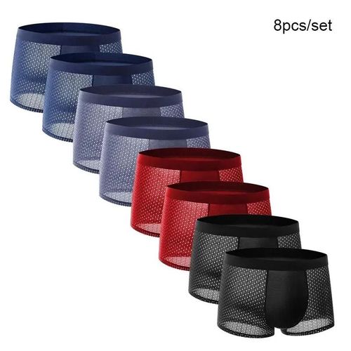 8 Pièces/Ensemble Culottes Pour Hommes Maille De Soie Glacée Sous-Vêtements Pour Hommes Respirant Sous-Vêtements Pour Hommes Culottes De Mode Mâle Couleur Unie Boxer Shorts.Multicolor.4xl