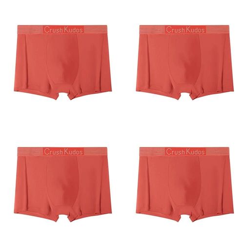 4 Pièces Boxer Sous-Vêtements Pour Hommes Sous-Vêtements En Soie Glacée Culotte Sexy 3a Antibactérien Respirant Élastique Lingerie Grande Taille L-4xl.Red-4pcs.1xl