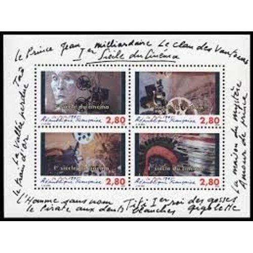 1er Siècle Du Cinéma : Projecteurs, Têtes D'Acteurs Bloc Feuillet 17 Année 1995 N° 2919 2920 2921 2922 Yvert Et Tellier Luxe