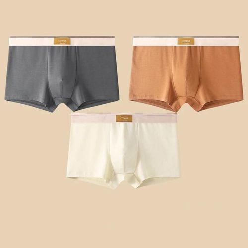 3 Pièces Sous-Vêtements Masculins Hombre Culottes Boxershorts Confortable Respirant Sous-Vêtements En Coton Sous-Vêtements Sexy Couleur Unie Boxer Shorts.Darkgray Brown White.4xl 83-90kg